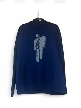 Navy blue Billie Eilish hoodie with white logo musicmerch